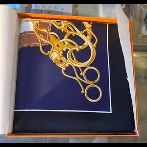 Auth HERMES Mors a Jouets Chemise silk scarf 90